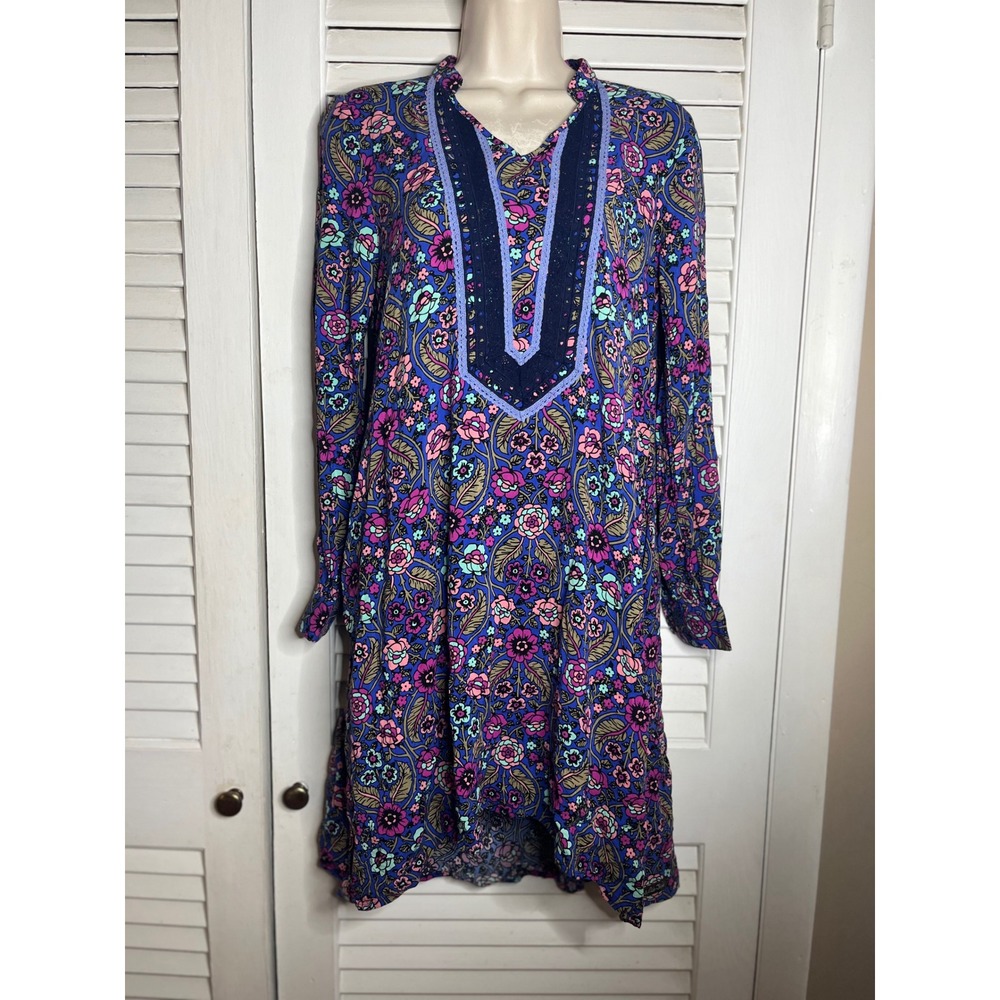 Matilda Jane Floral Print Dress Long Sleeve Casual Bohemian Tunic Dress XS NWOT